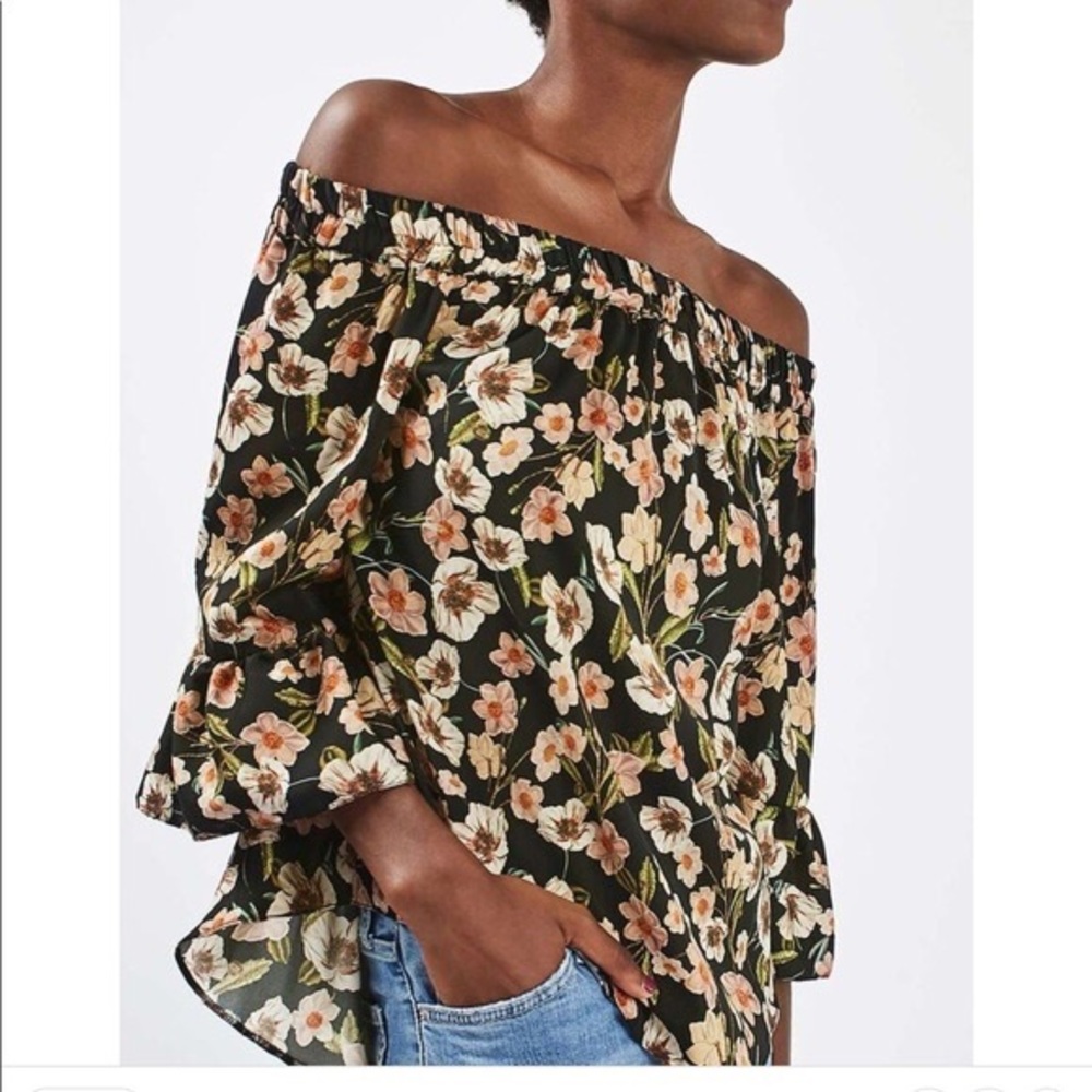Topshop Off the Shoulder Floral Blouse